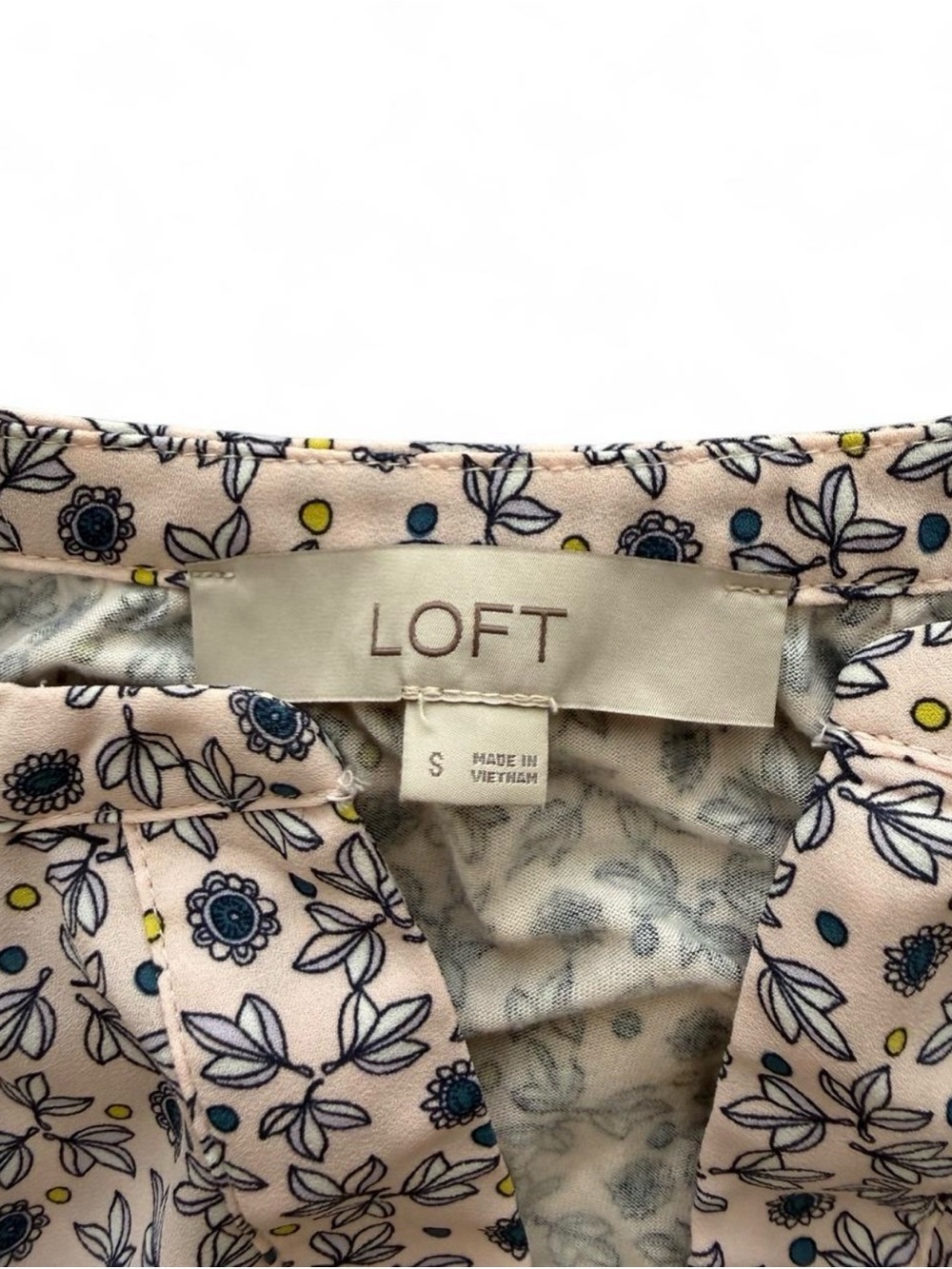 LOFT Pink Navy Blue Yellow Floral Sleeveless Blouse Size S - Picture 2 of 4